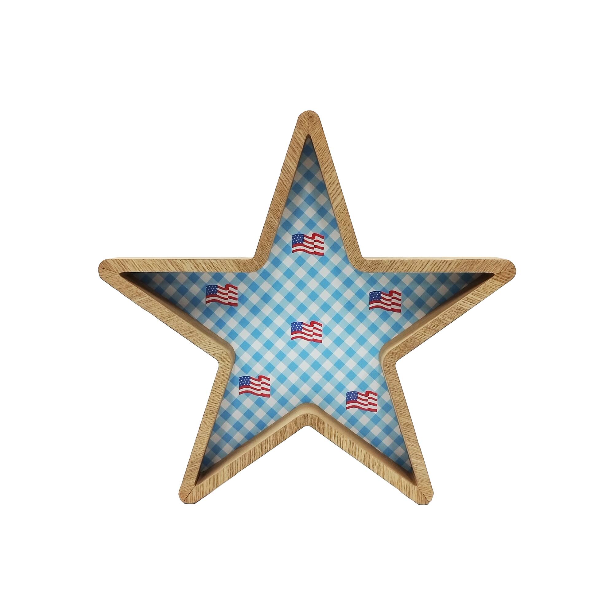 12" Blue Gingham Star Tabletop Décor by Celebrate It™